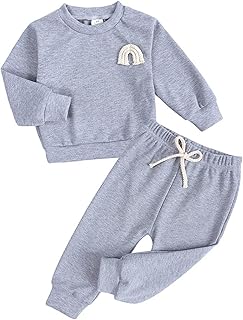 Conjunto de 2 peças de roupas infantis de designer para bebês recém-nascidos meninos manga longa arco-íris sólido moletom blusa blusa calças calças conjunto 2 peças roupas infantis