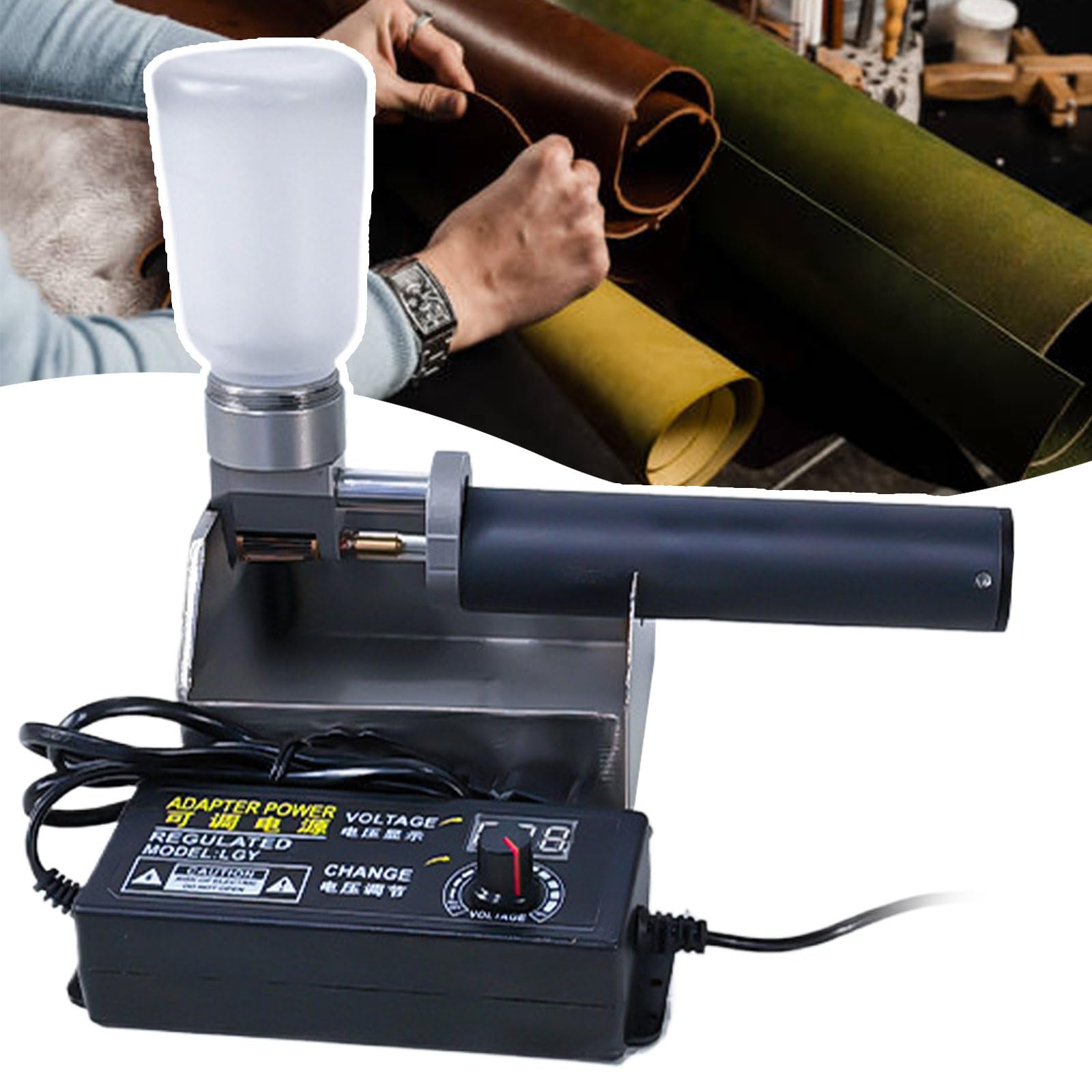 Portable Leather Edge Coat Machine Kit with 2 Brass Rollers,Adjustable Speed Fabric Edge Dye Tool/Leather Edge Treatment Painting Applicator,with 50ml