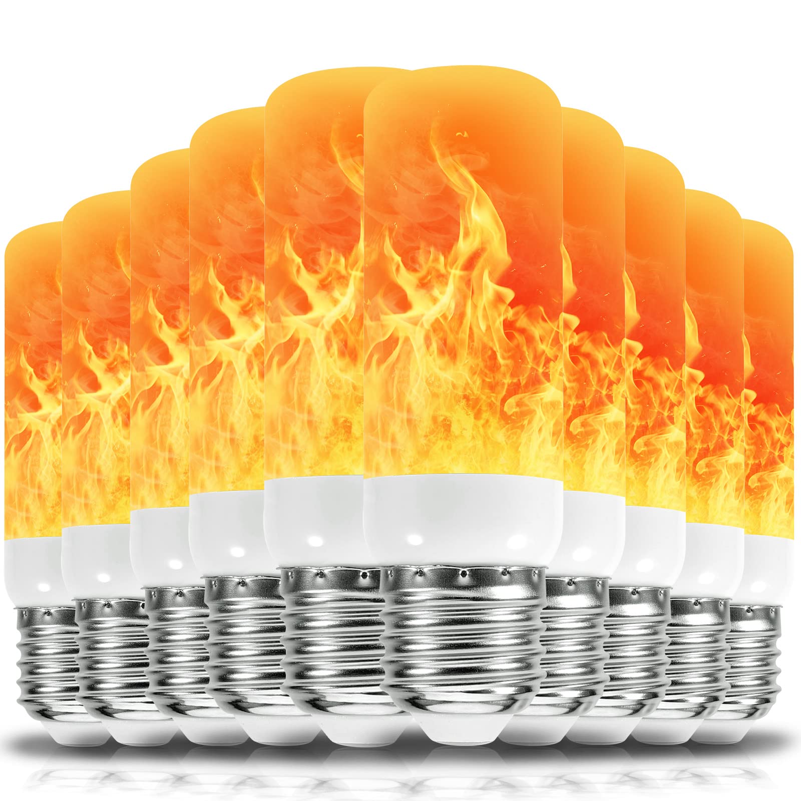 Qelus Flame Light Bulb,LED Flame Effect Light Bulbs,5W E27 Flickering Light Bulb with 3 Modes Retro Indoor Outdoor Decorationrative Lights for Home Party Decoration (10 Pcs)