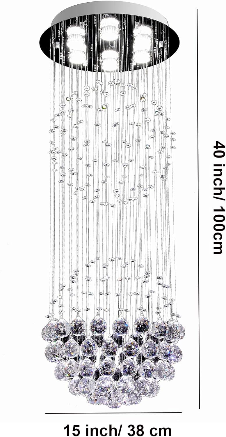 Amаzоn Crаzу 🔥 Dеаlѕ LED Modern Fandelier White Chandelier K9 Crystal Ball Chandeliers Cylinder Flush Mount Ceiling Pendant Lighting Fixture for Foyer Stairway Dinning Room,Bathroom,Living Room,Bedroom 6 GU10 Bulbs