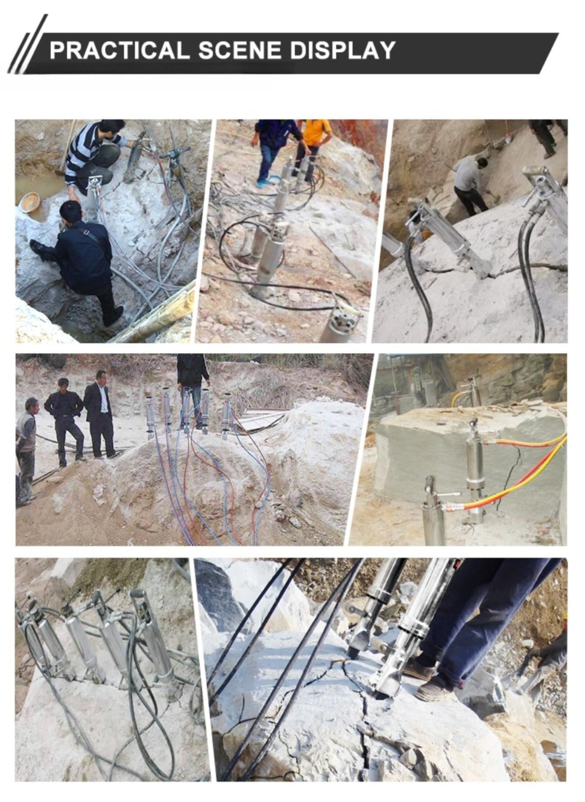 Hydrauliczny rozdzielacz do skał tłokowych, wytrzymały do betonu kamiennego w kopalniach i budownictwie, regulowany, do łupania kamieni, zasilany hydraulicznie, do projektów budowlanych, efektywna