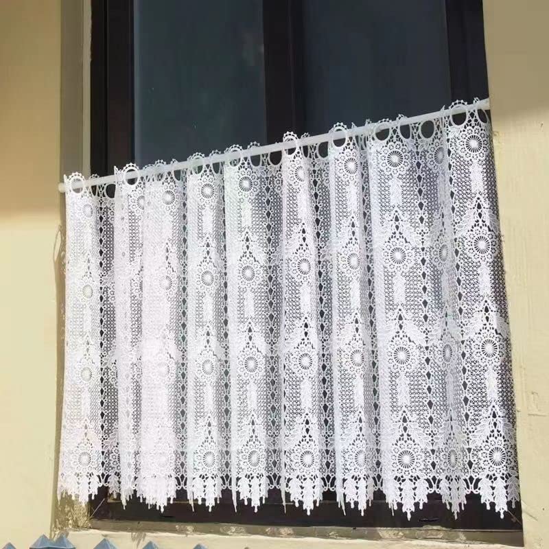 Rideau brise-bise blanc contre le vis-à-vis pour petite fenêtre de cuisine 150x35 cm