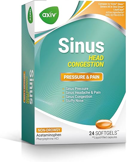 AXIV Sinus Head Congestion Relief, Non-Drowsy, Maximum Strength for Sinus
