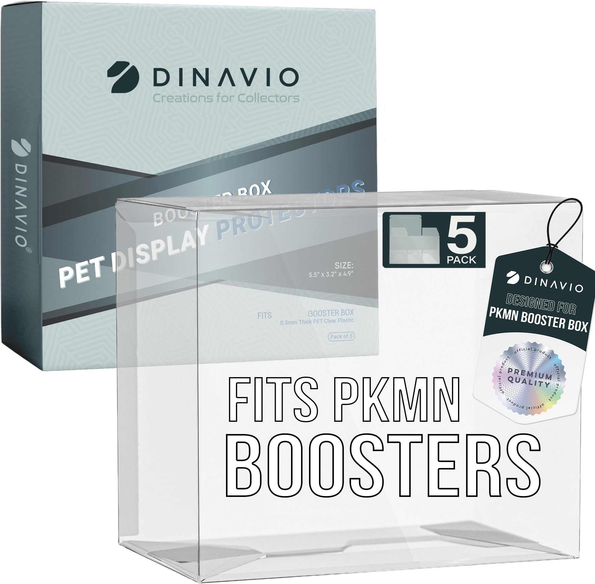 Dinavio Crafthouse PET Plastic Pokemon Booster Box Display Case Protector - 0.5mm Thick Protective Card Storage Box (Pack of 5)