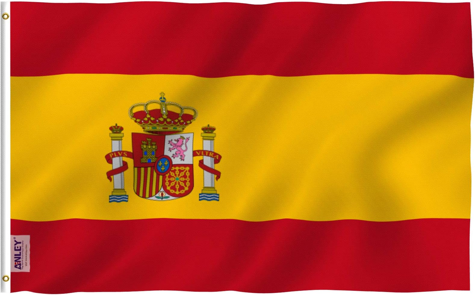 ANLEY Fly Breeze 3x5 Foot Spain Flag - Vivid Color and Fade Proof - Canvas Header and Double Stitched - Spainish National Flags Polyester with Brass Grommets 3 X 5 Ft