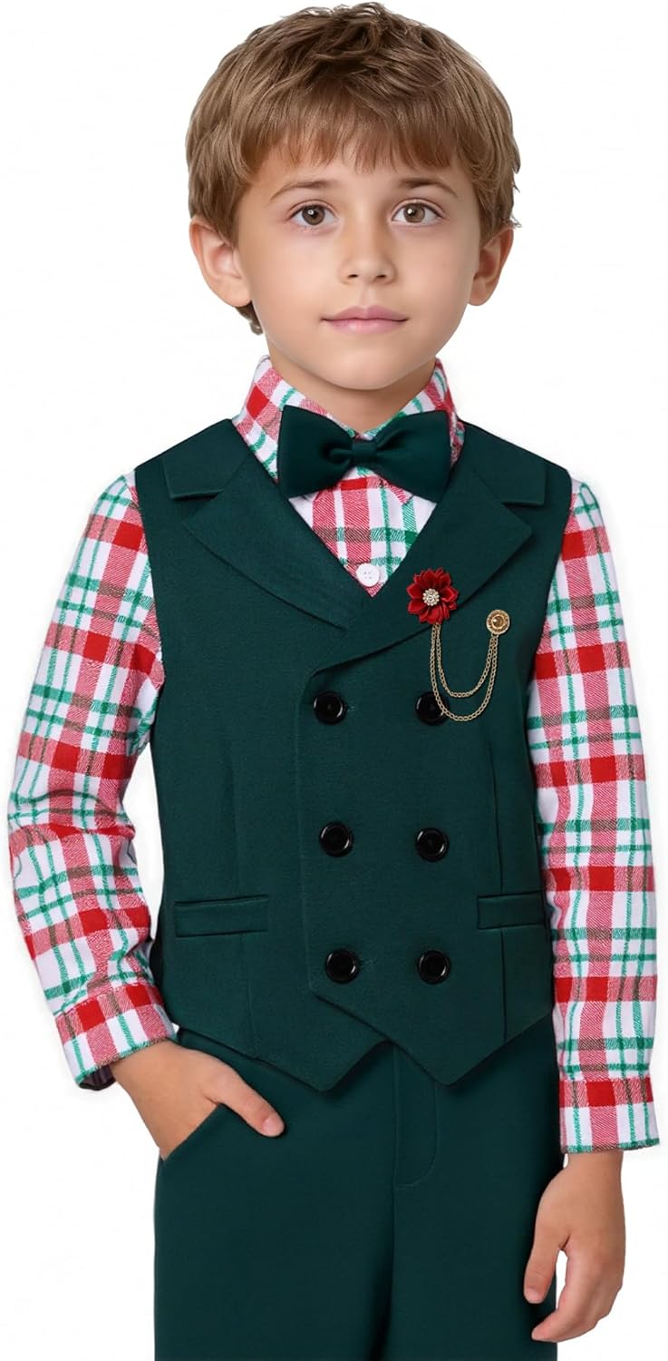 DISAUR Boys Suits Toddler Tuxedo Suit Wedding Ring Bearer Outfit Vest Pants Dress Shirt Bowtie Boutonniere for 2-8 Years - Image 5