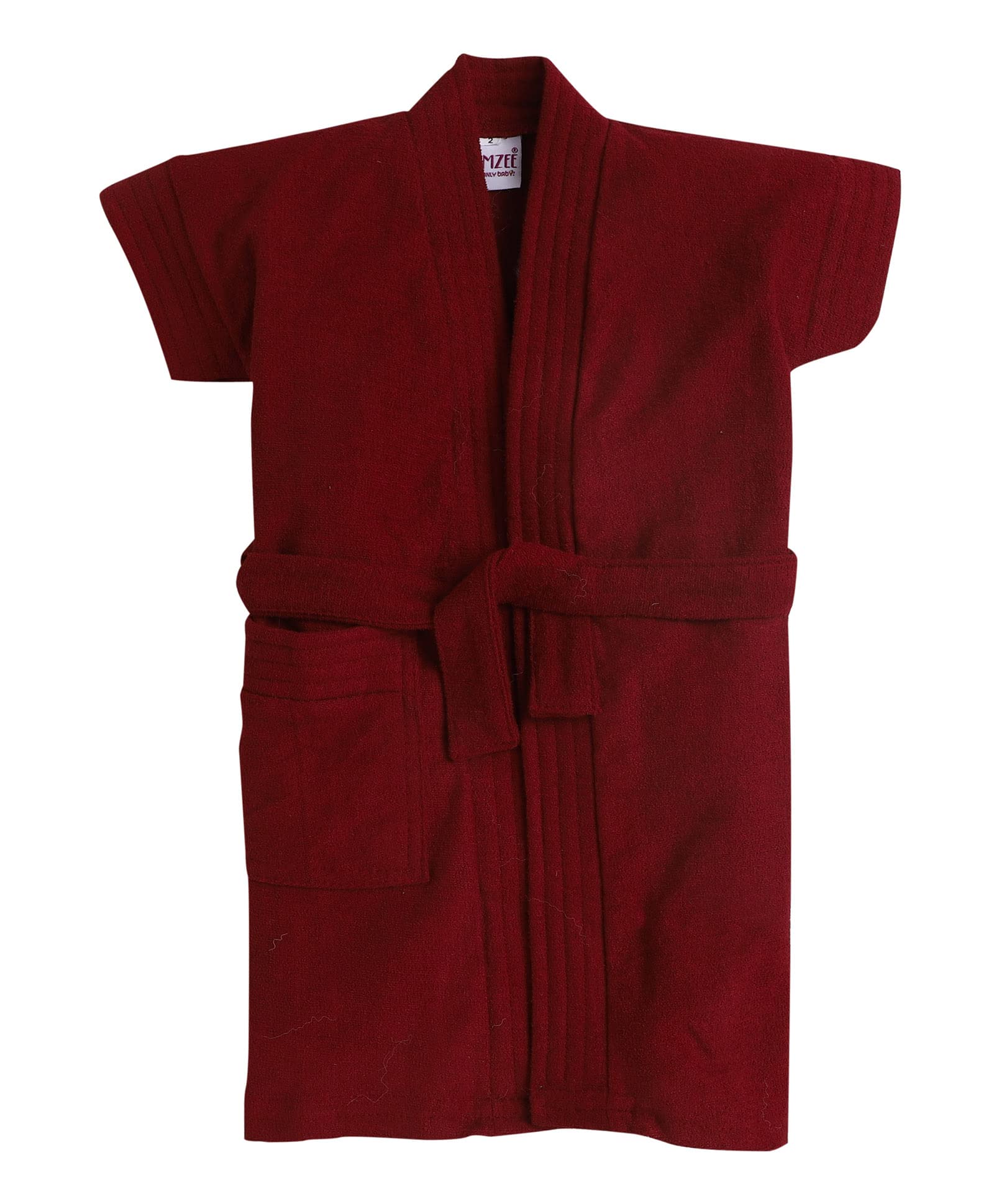 BUMZEE Maroon Terry Cotton Boys Bathrobe Age - 5-6 Years