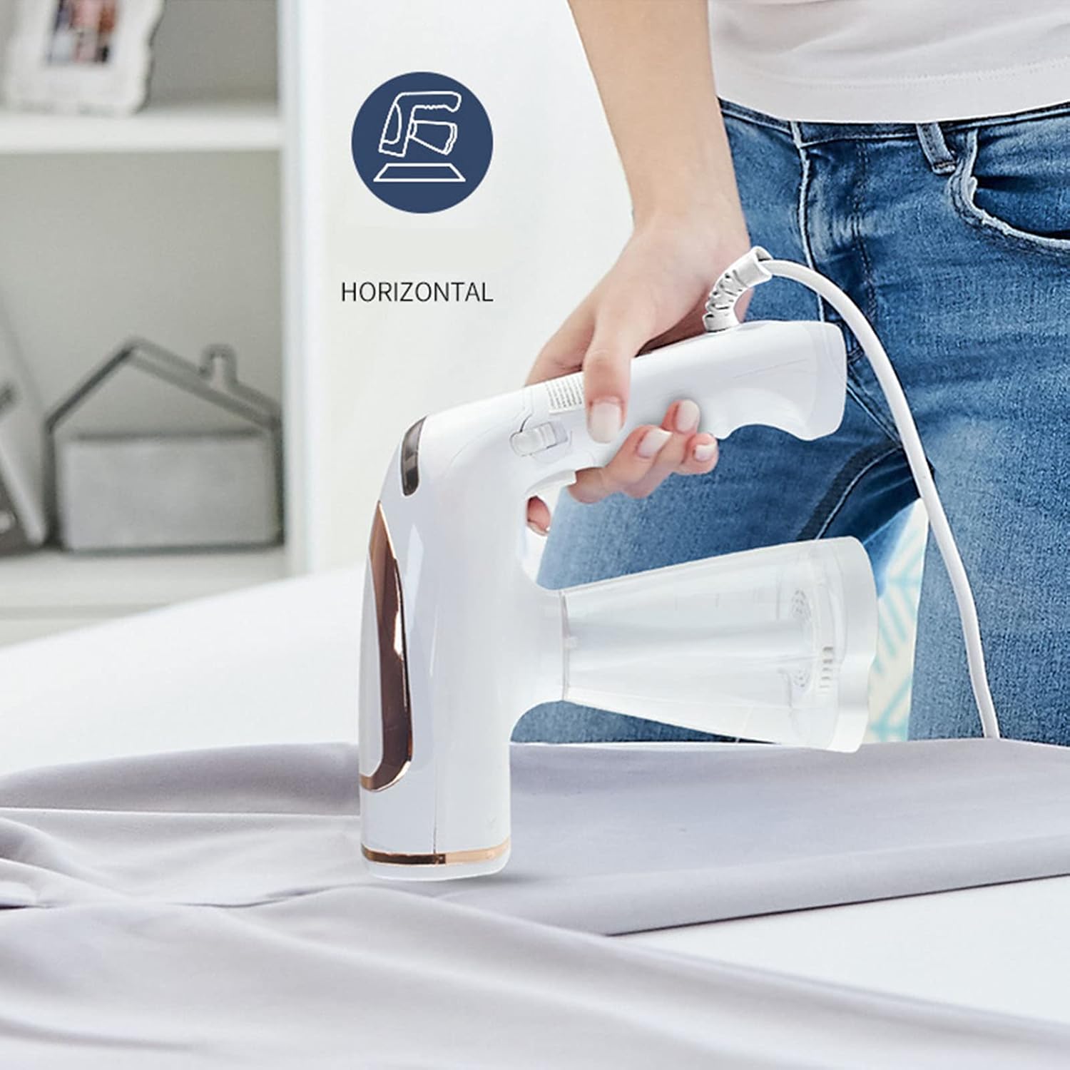 Portable Travel Steamer for Clothes, 1600W Handheld Fabric Steamer, Fast 10S Heat Up, Continuous Steam, 8-Hole Wrinkle Remover for Home and Travel