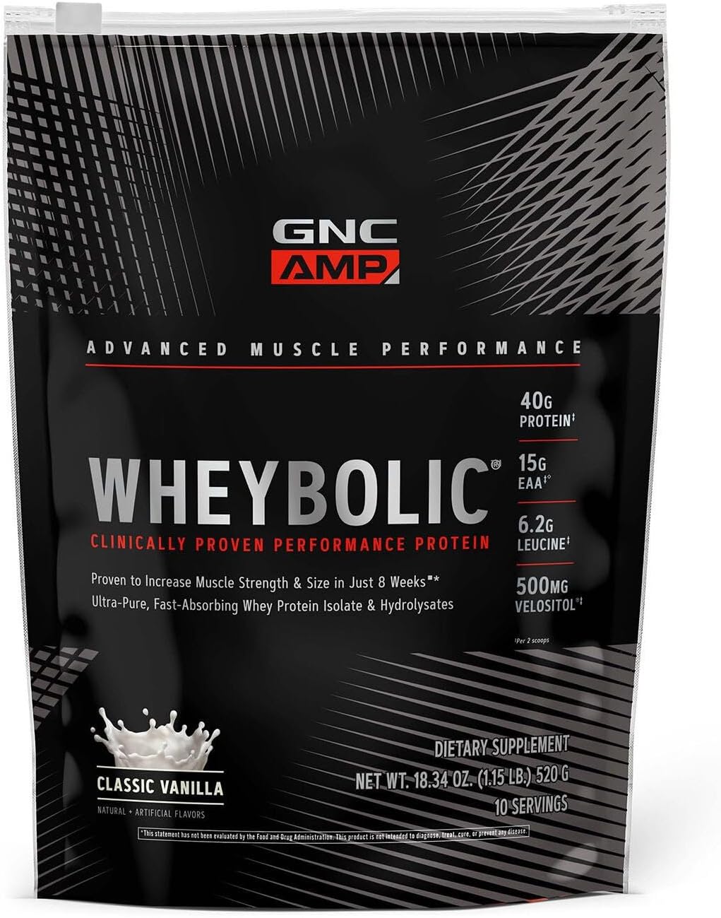 AMP Wheybolic Whey Protein Powder Isolate with BCAA | Targeted Muscle Building and Workout Support Formula | Gluten Free | Classic Vanilla | 10 Servings