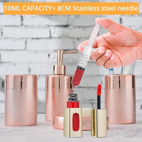 Vista 6 de TBTeek Jeringa de medición de plástico de 0.3 fl oz con aguja larga para alimentar mascotas, manualidades, separación de líquidos, medición