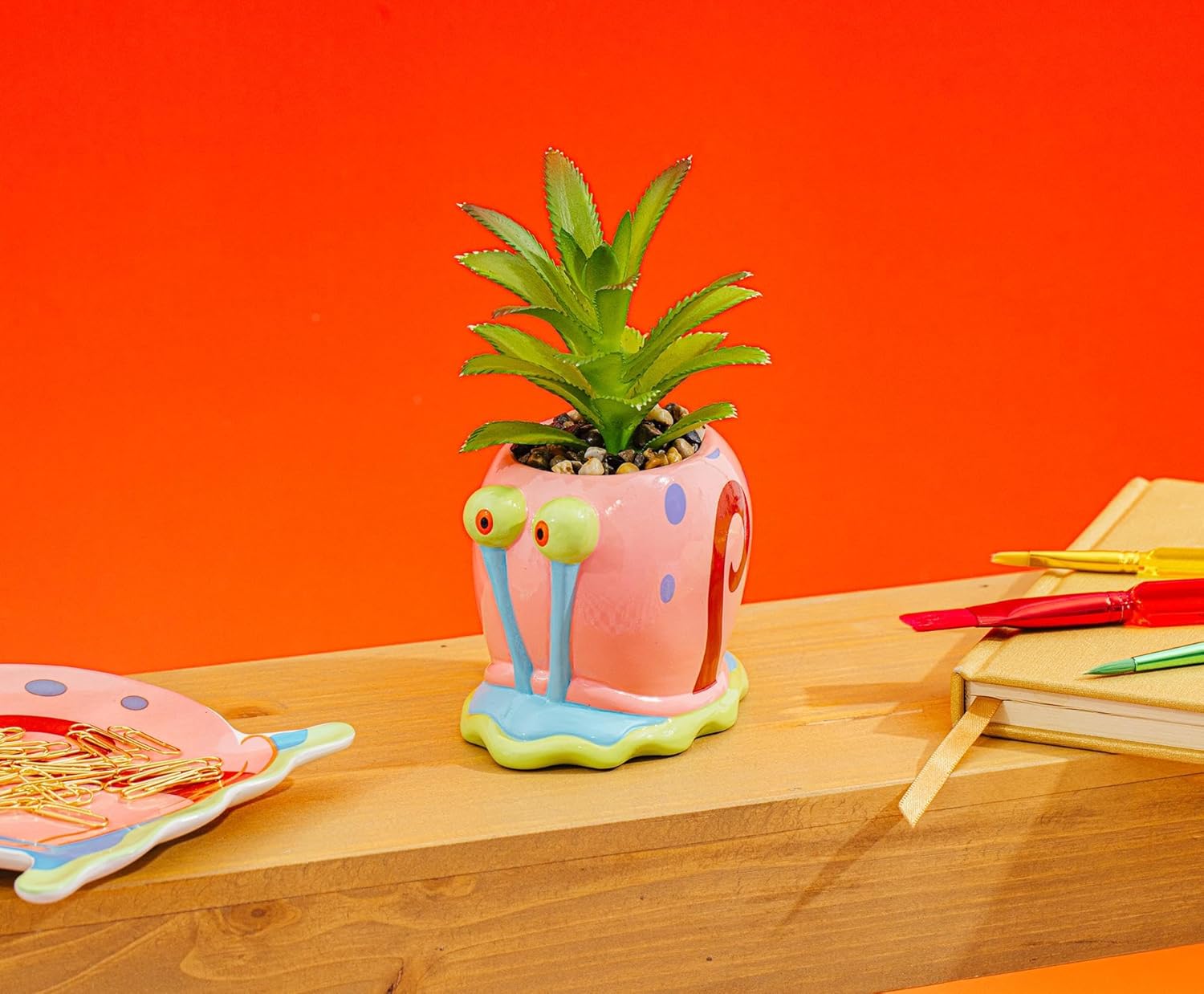 Silver Buffalo Nickelodeon Spongebob Squarepants Gary Mini Planter with Artificial Succulent