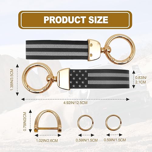 Miniatura 2 de KEVWR Llavero de coche con la bandera de Estados Unidos, llaveros circulares personalizados de aleación de zinc, compatible con camión, Chevrolet,