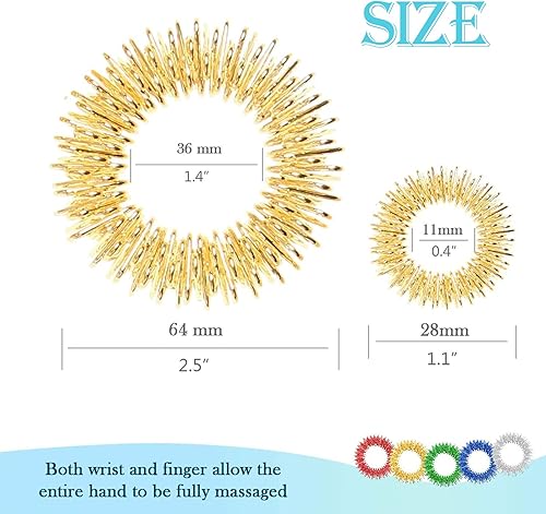 Miniatura 2 de Anillos sensoriales de acupresión para dedos con pinchos, paquete de juguetes silenciosos para TDAH, juego de pulseras, anillo de mensaje de alivio