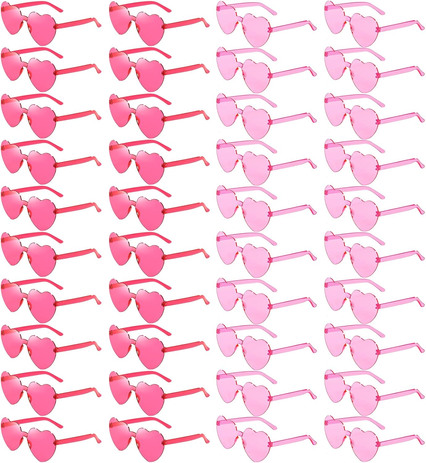 40 Pairs Heart Shaped Sunglasses Bulk, Colorful Rimless Fun Heart Sunglasses for Wo...