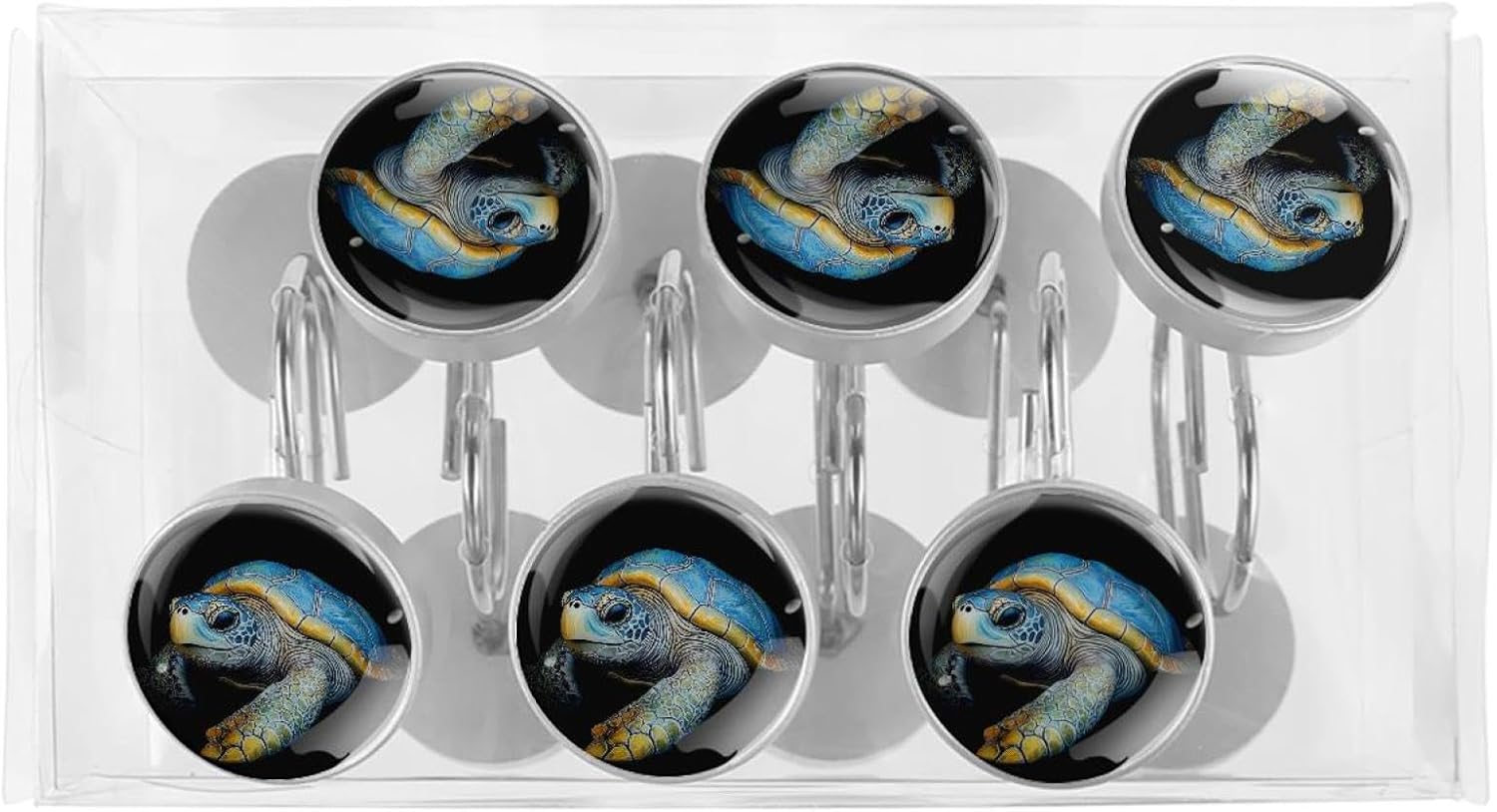 12 Pieces Sea Turtle (1) Shower Curtain Hooks Rings, Stainless Steel Shower Hook Hanger Rings for Bathroom Living Room Bedroom Home Decor