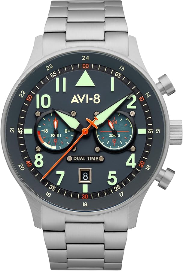 Amazon.com: AVI-8 Mens 43.5mm Hawker Hurricane Carey Dual Time