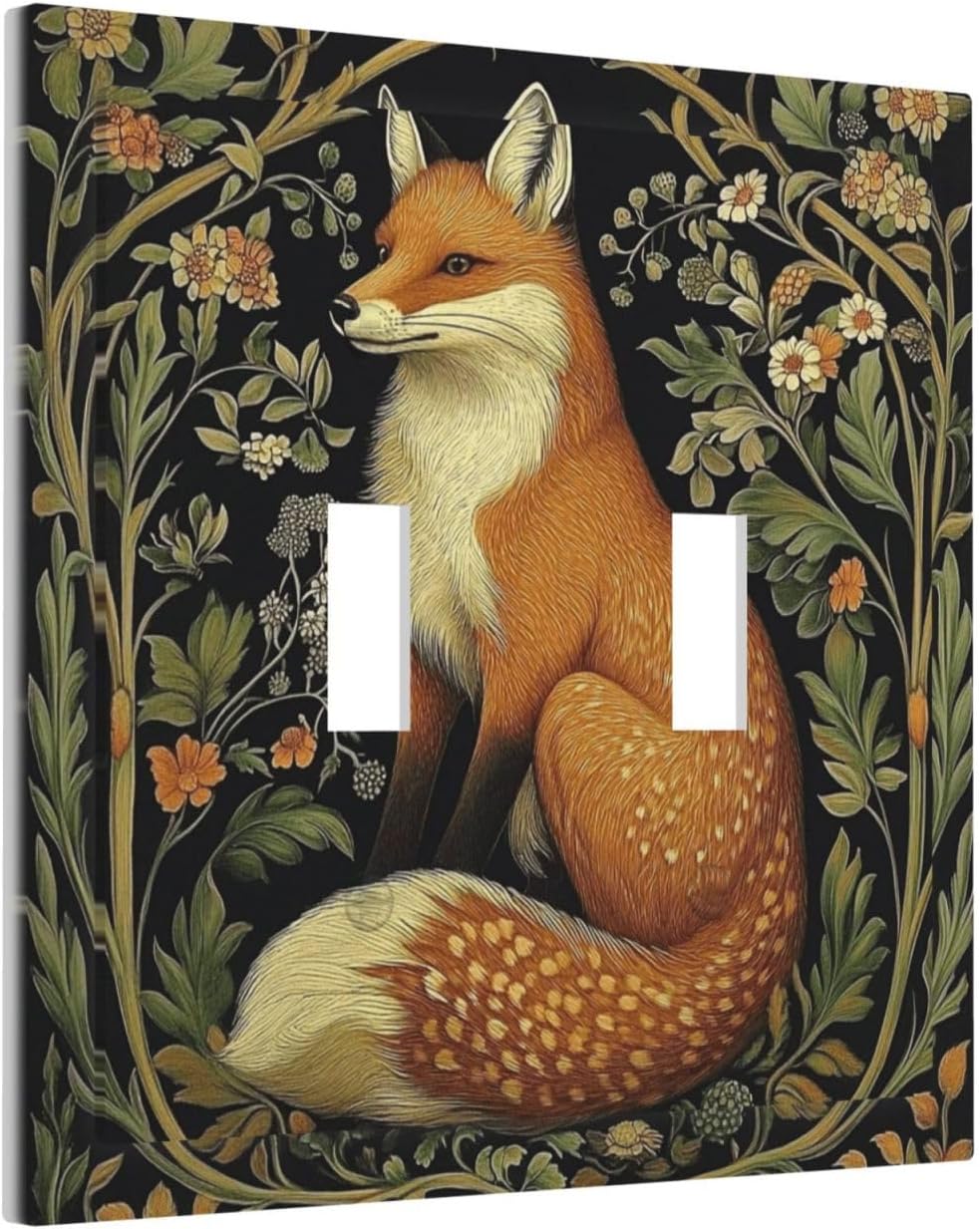 Fox Morris Plants Flowers Vine Colorful Floral Decorative Switch Plates 2 Gang Double Toggle Outlet Light Switch Cover Wall Plate Electrical Faceplate For Bed Room Living Room Decor image 2