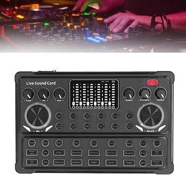 Live Sound Card DSP Noise Reduction LED Breathing Light Display Voice Changer Sound Board For Live Streaming Recording fz3g1w4a5y