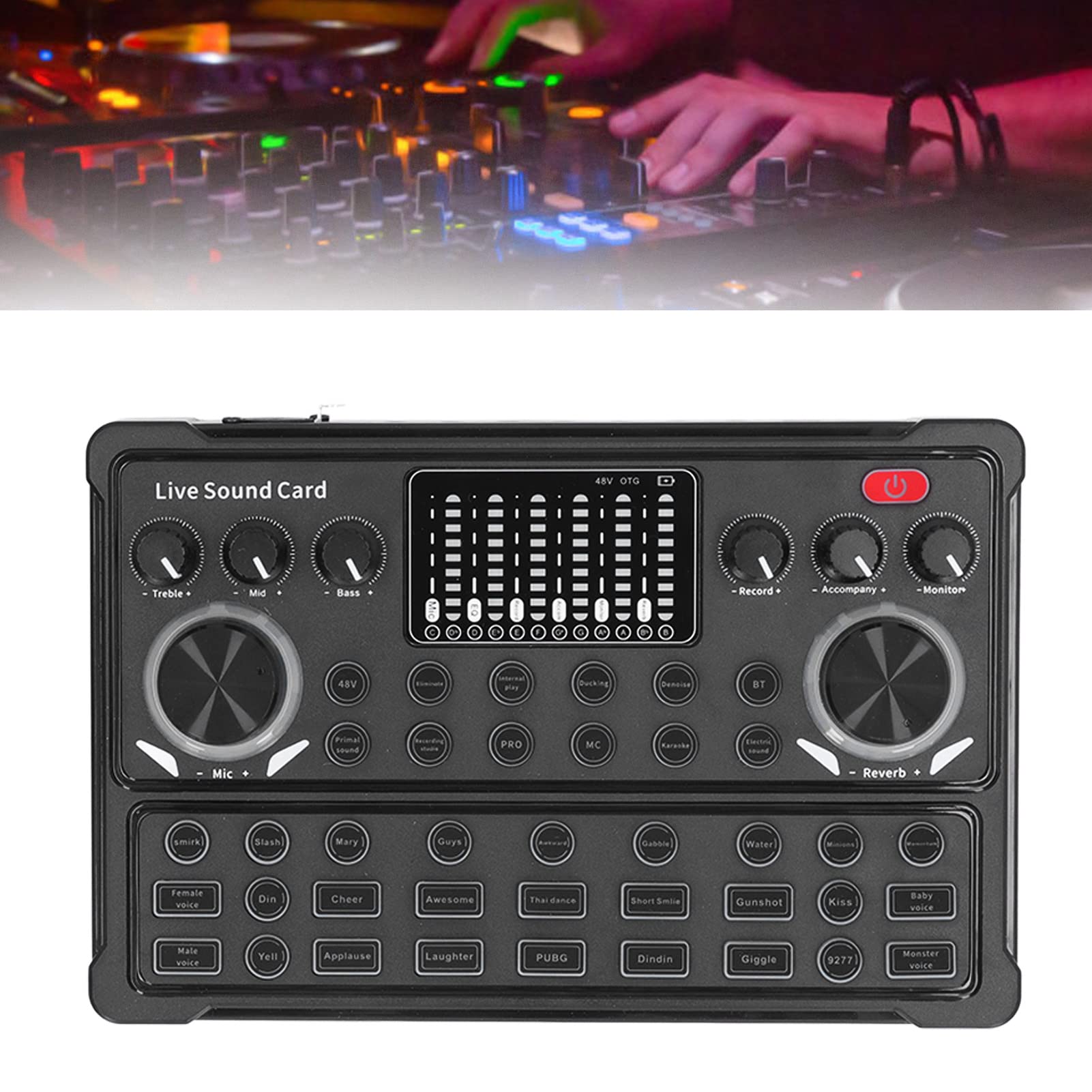Tarjeta de Sonido en Vivo, Tarjeta de Sonido en Vivo Multifuncional, Pantalla LED, Reducción de Ruido, Conexión, para Transmisión en Vivo, Tarjetas de Sonido Externas