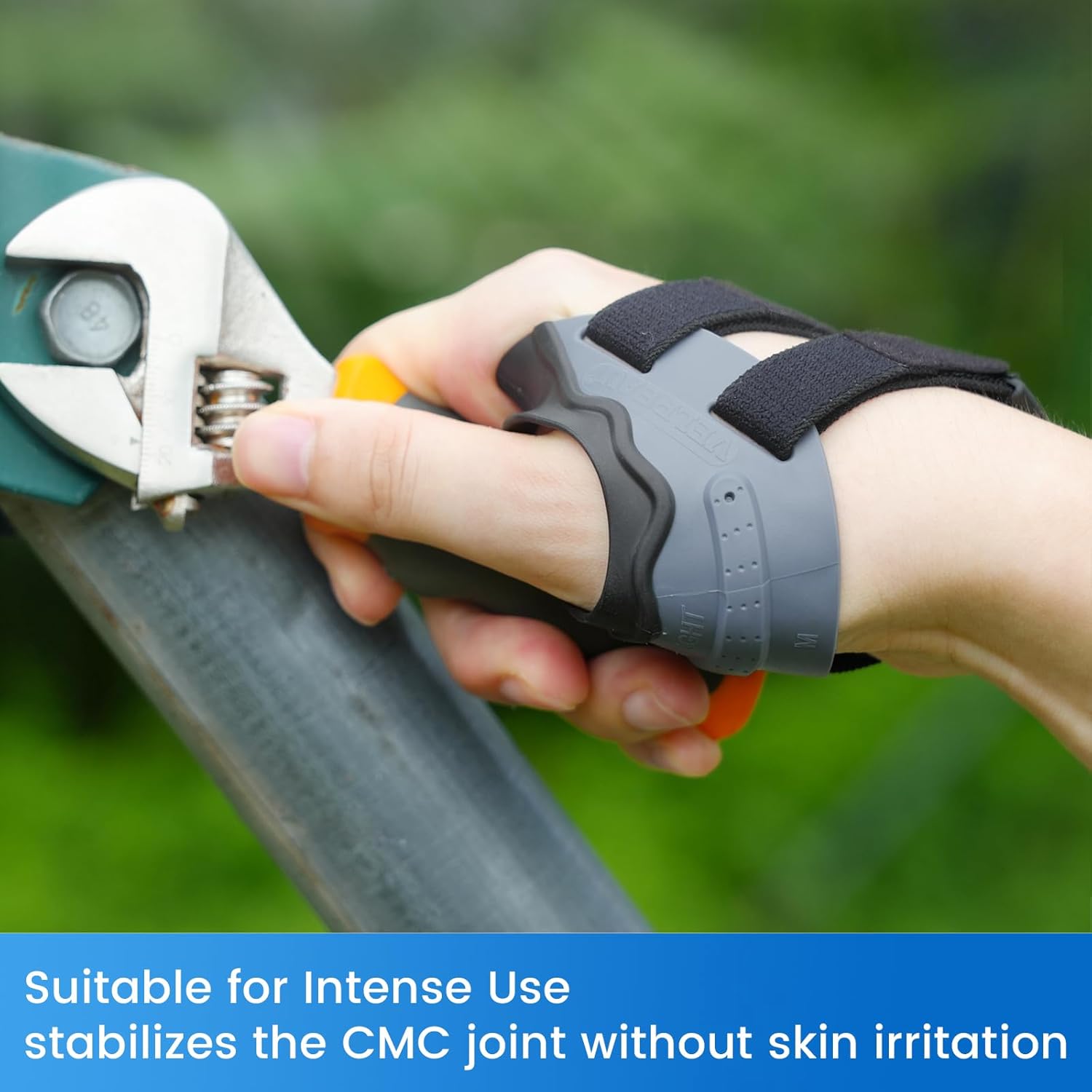 Velpeau CMC Thumb Brace for Arthritis Pain and Support, with High Elasticity and Anti Slip Wrist Strap, Comfortable Thumb Splint Stabilizer for Osteoarthritis for Women and Men (Grey, Left Hand, M)