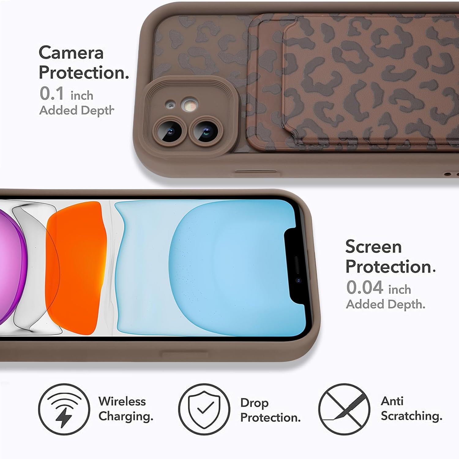 MOWIME Compatible with iPhone 11 Case with Card Holder, Cheetah Print Shockproof Soft TPU Protective Case Women Girls, Anti Scratch Wallet Case for iPhone 11 6.1 Inch, Brown - Image 4