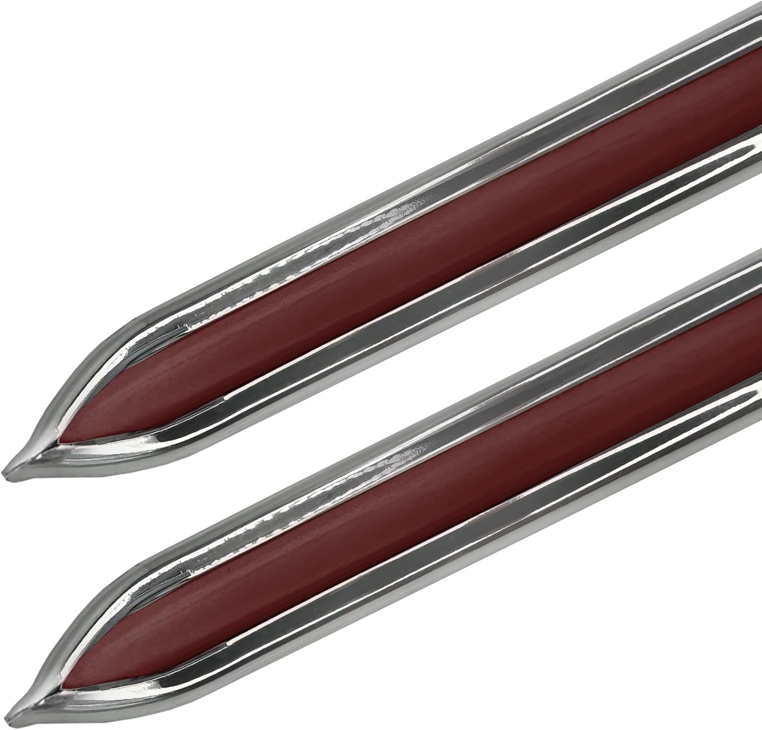 Vintage Style 5/8" Autumn Maple & Chrome Side Body Trim Molding - Formed Pointed Ends