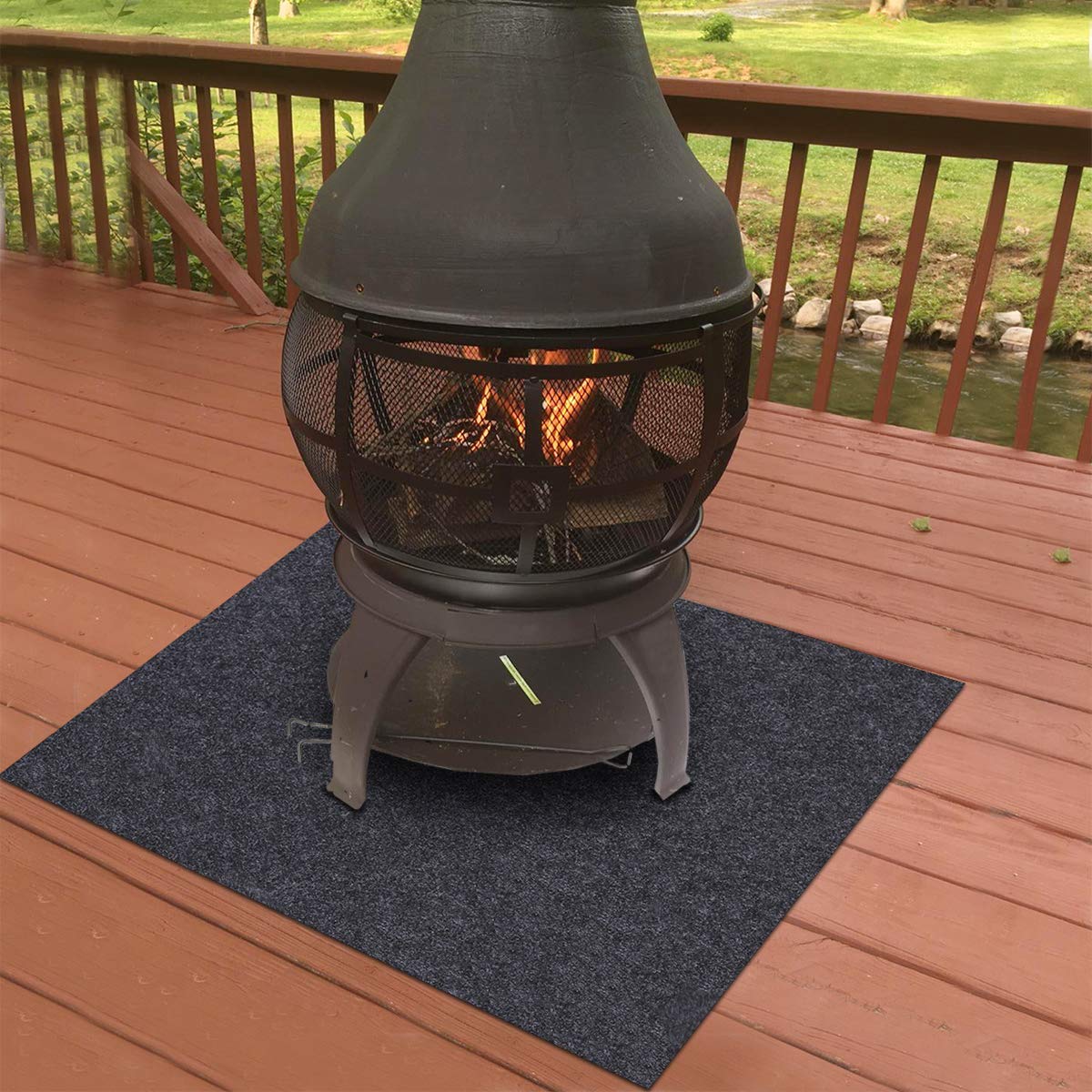 Fire Pit Mat—Retardant，Heat Resistant，Ember Mat and Grill mat，Electric Smoker Mat，Under The Stove， Protect Your Deck, Terrace, Lawn or Campground from Embers，Reusable，Waterproof Backing (36”×36“)