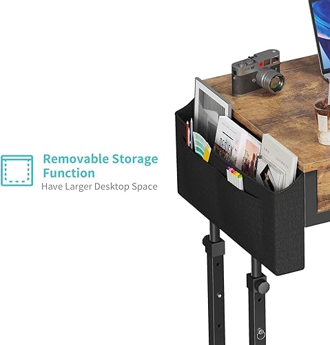 Miniatura 8 de Pequeño Escritorio Portátil de Pie con Ruedas - Escritorio Móvil Ajustable de 32 Pulgadas para Profesores de Pie con 2 Cajones de Tela sobre Ruedas,