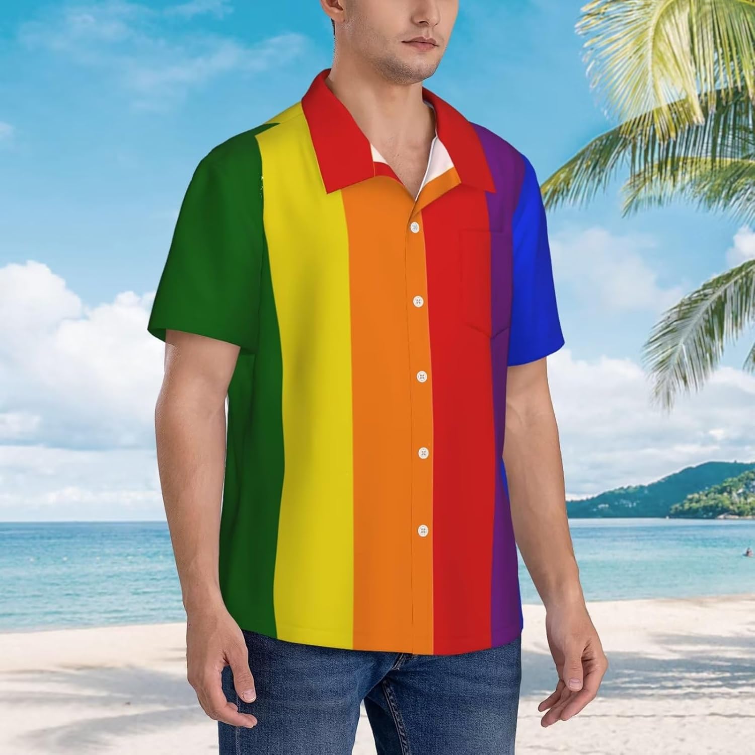 Hawaiian Shirts for Men Print Short Sleeve Casual Button Down Shirts - Image 2