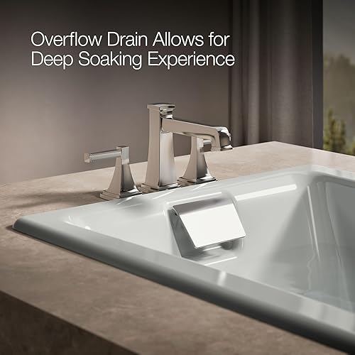 Miniatura 40 de KOHLER 850-0 Tea-for-Two - Bañera de hierro fundido de 60 x 32 pulgadas, para alcoba o empotrada, diseño espacioso, superficie antideslizante