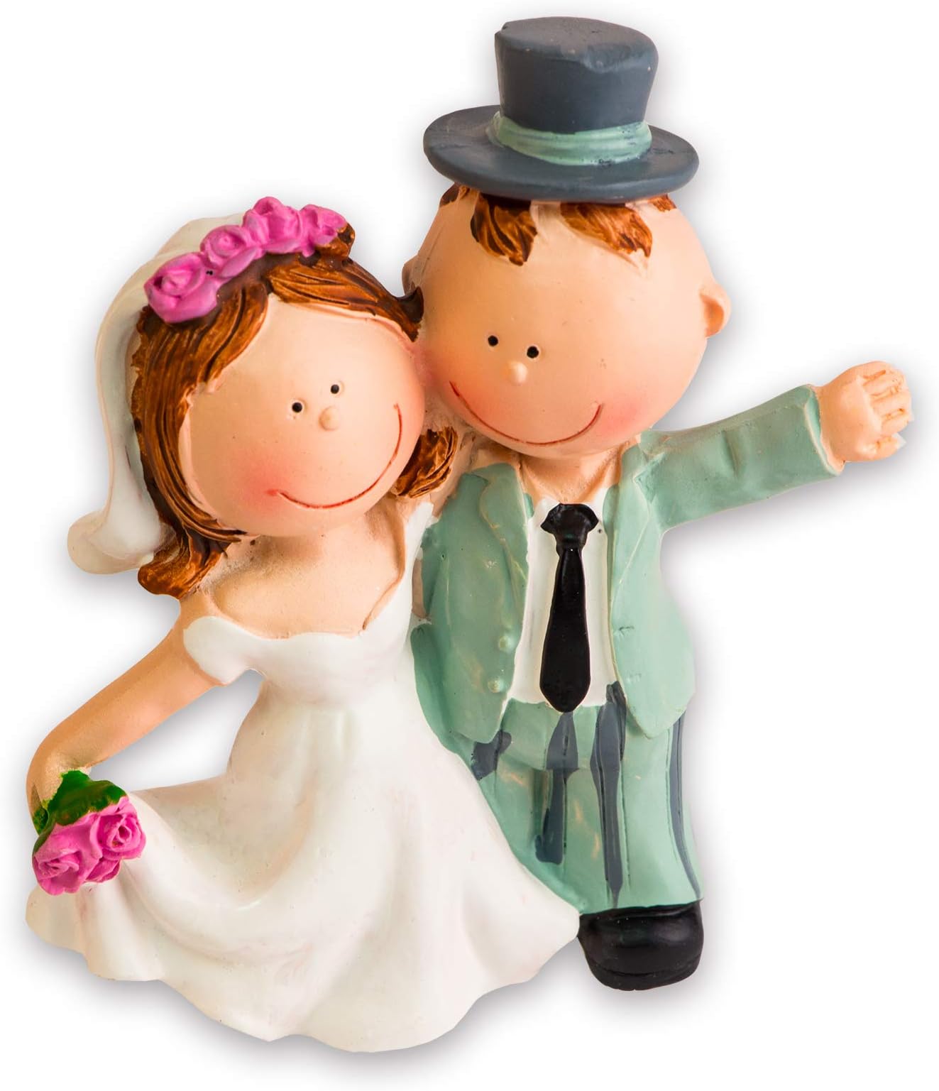 Brautpaar als Tortendeko, winkend, 90 mm