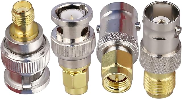 BNC to SMA Connectors SMA BNC Adapter Male to Female for Wifi Antenna/Extension Cable SMA to BNC RF Connector Kits 4 Pack