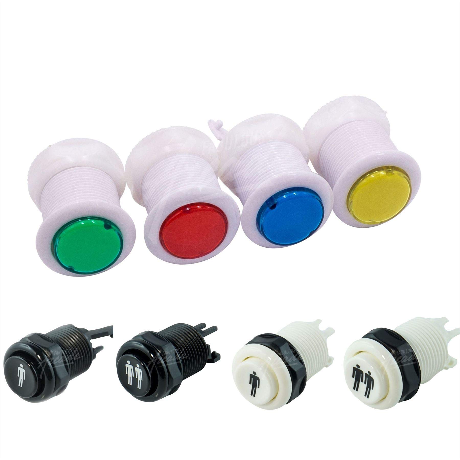 Kit Joystick e Pulsanti Arcade 2 Giocatori Luminosi Pulsanti Bicolori Bianchi Joystick PCB Aste Nere Palle Cavo Gpio Videogiochi Retro Gaming