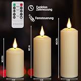 yunsheng Świece LED z pilotem zdalnego sterowania z 10 przyciskami, wodoszczelne, bezpłomieniowe świece z timerem 6/8h, rzymskie świece pieńkowe, zestaw 6 sztuk (5,1 x 10,5 / 14 / 16,5 cm), kość