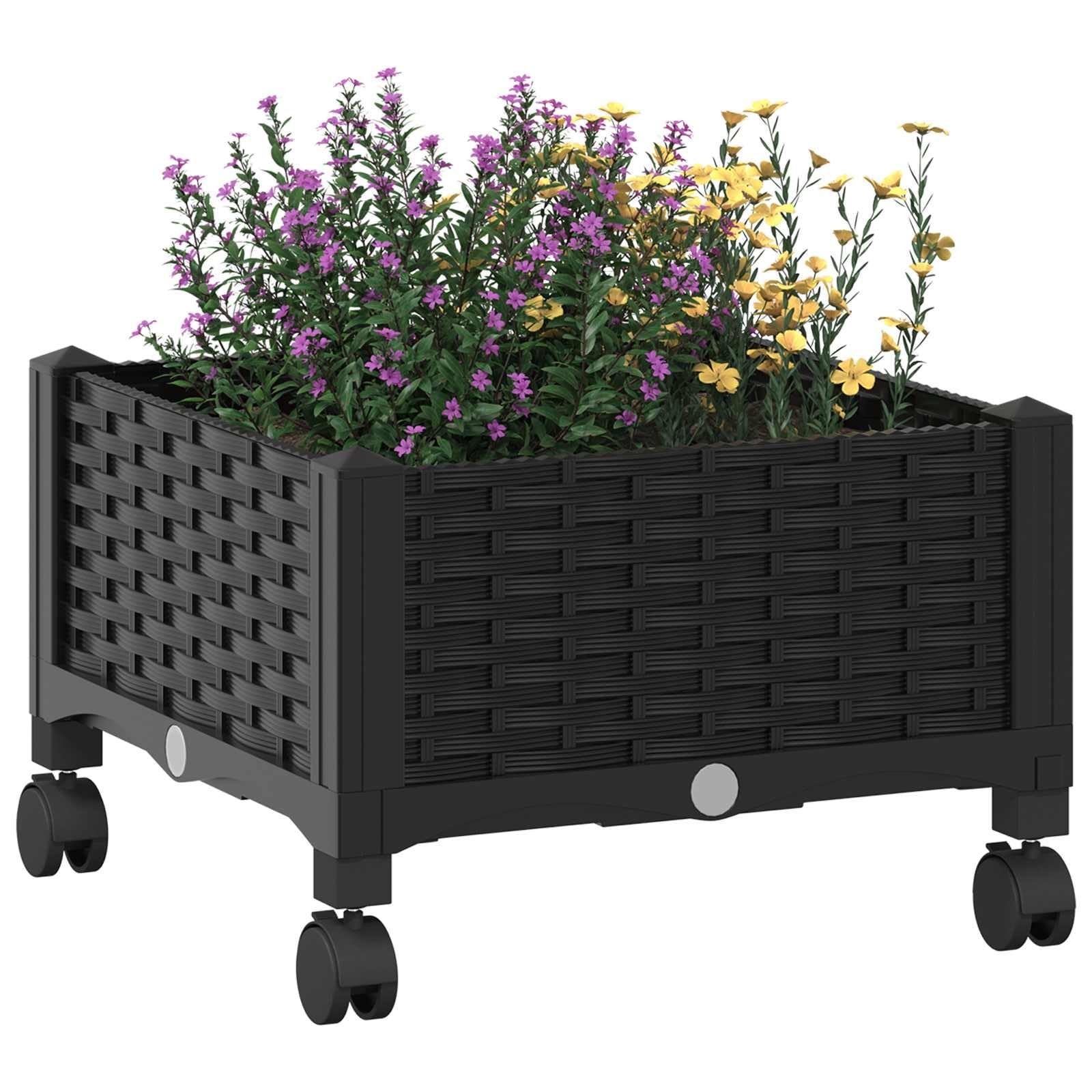Hothingwell Ogrodnik z kółkami czarny 40x40x29 cm PP | Polipropylen, Przestronne wnętrze, Wymagany montaż, Do ogrodu Balcony Patio