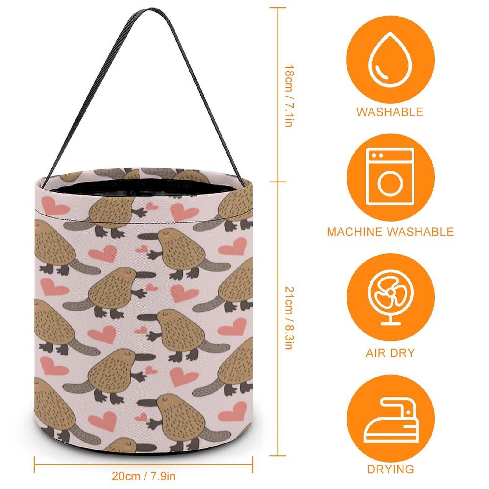 Cartoon Platypus Cute Easter Basket Bags Eggs Bucket Candy Tote Decorations Gifts Party Storage Bag