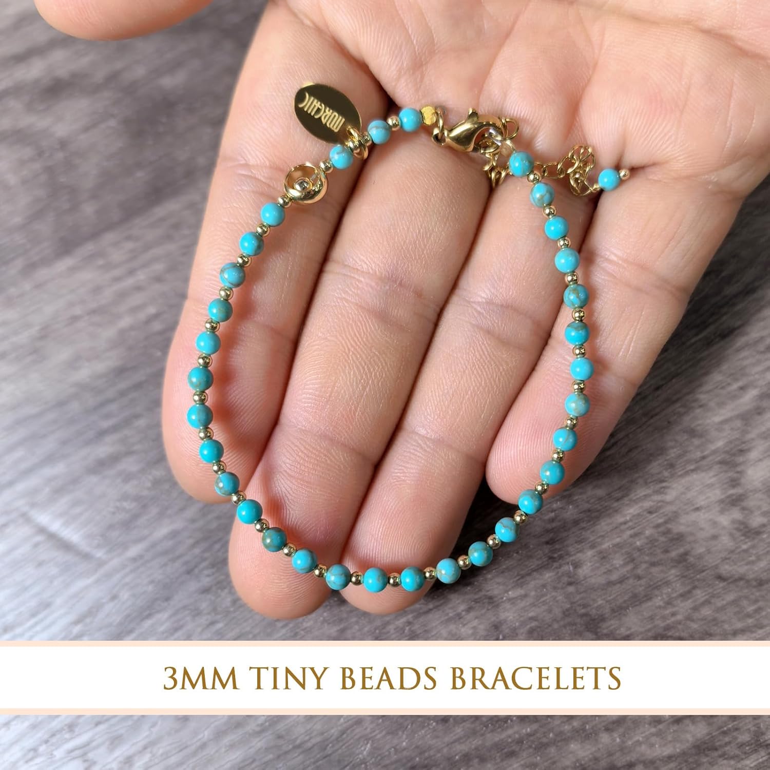 Morchic 3mm Tiny Beads Natural Gemstone Bracelet for Women, Adjustable 7.1" Energy Gem Charm Jewelry, Dainty Handmade Birthday Gift - Image 5