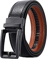 AWAYTR Men's Ratchet Dress Belt - Adjustable PU Leather Click Belt with Slide Buckle for Perfect Comfort Fit (28-42")