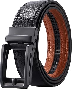 Ratchet Dress Belt for Men - Adjustable Comfort Click Belts for Jeans with Slide Buckle