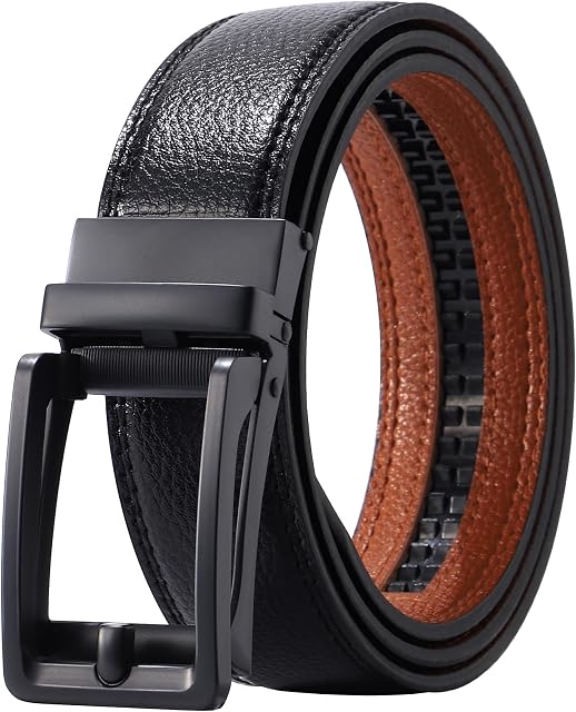 Ratchet Dress Belt for Men - Adjustable Comfort Click Belts for Jeans with Slide Buckle