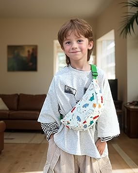 Valiclud Borsa A Tracolla Bambini Dinosauro - Tessuto Oxford, Lavabile, 15,5x14x5 Cm