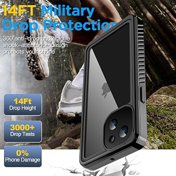 AICase Waterproof Case for iPhone 13 Mini 5.4 Inch Snowproof Dustproof Shockproof IP68 Certified Full Body Protection Fully Waterproof Underwater Protection Protective Case for iPhone 13 Mini