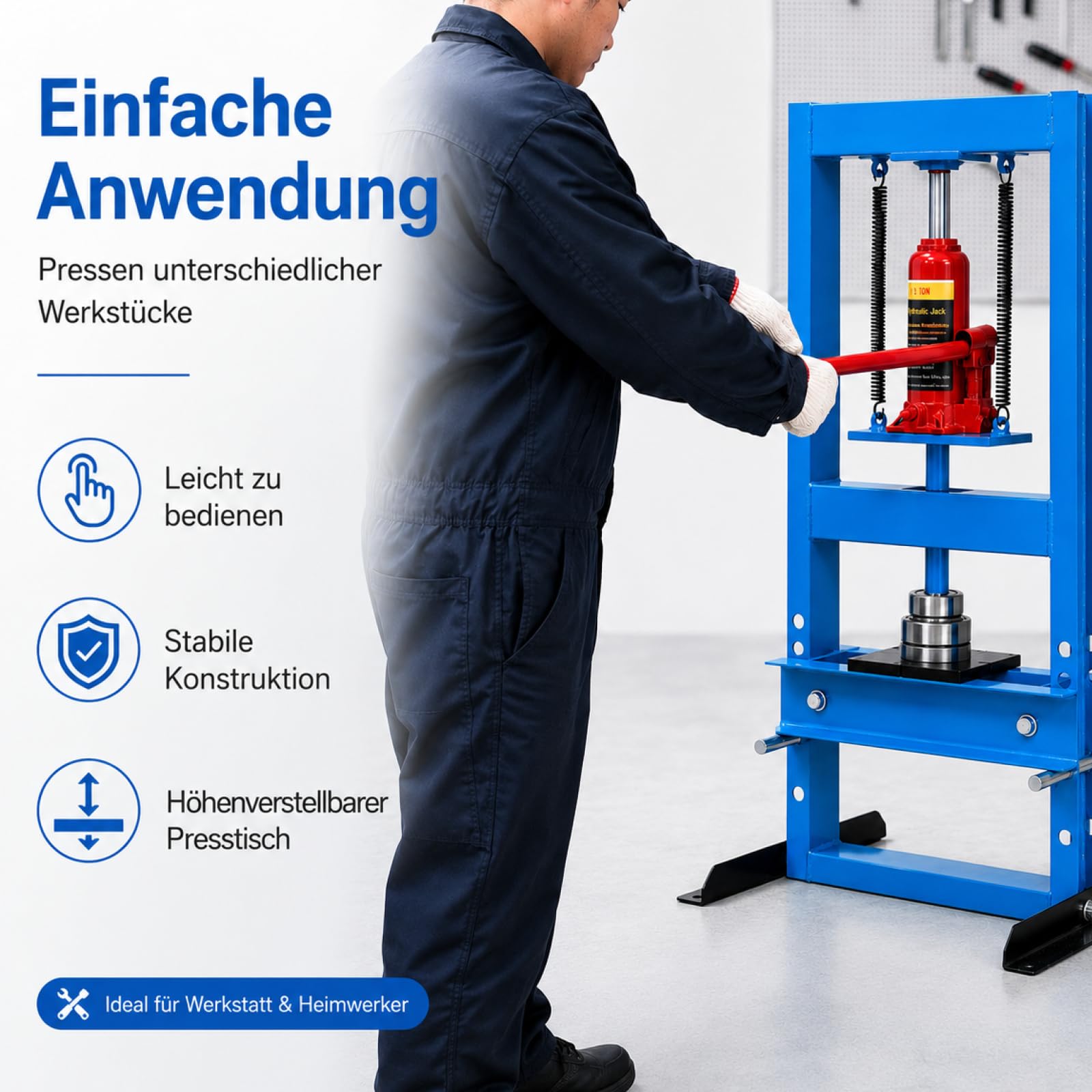 BITUXX Hydraulische Werkstattpresse 6T Presse Werkstatt Hydraulikpresse Rahmenpresse Dornpresse Tonnen