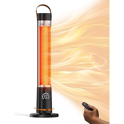 Patio Heater for Outdoor Use, Electric Space Heater Indoor, Portable Infrared Heater with 60-Degree Oscillation, Timer, Remote, for Patio, Gazebo, Jet
