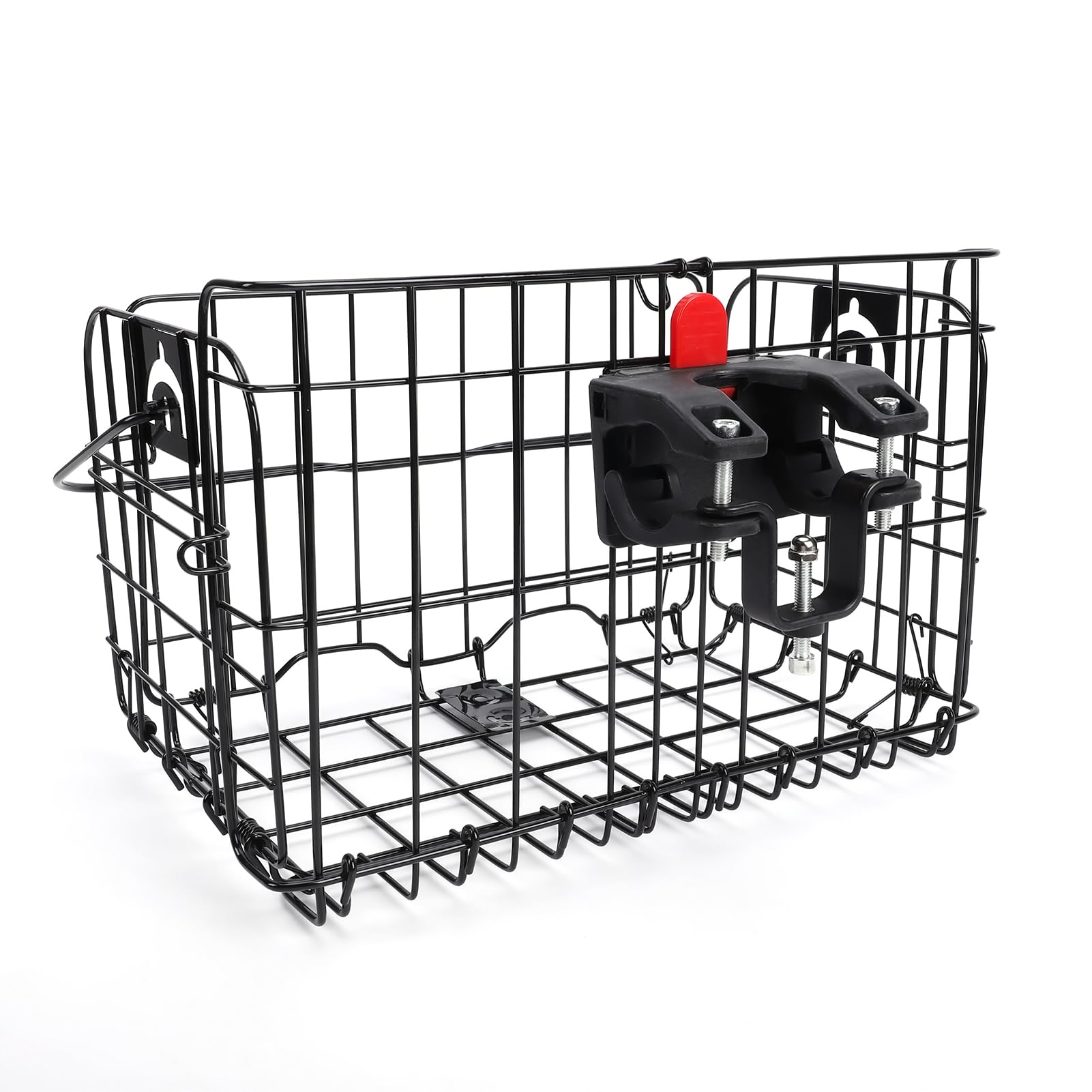 Przedni Koszyk Rowerowy z Szybkozłączem i wewnętrzną torbą. Praktyczny i Trwały design. Uniwersalny Pasujący do Rowerów szosowych. Metalowy Czarny