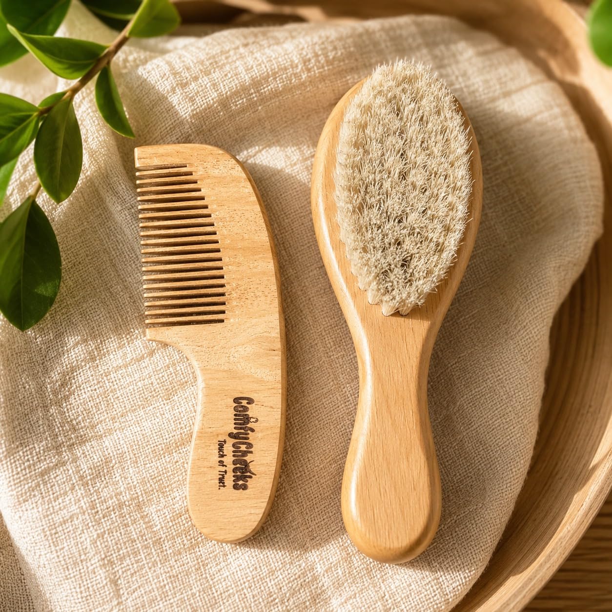 Comfy Cheeks Baby Hair brush for Newborns,Crafted from natural wood with Soft Bristles. Suitable for Infants & Toddlers – BPA-Free, Gentle on Cradle Cap & Sensitive Skin – Baby Hair Care Gift for Boys & Girls-image-45
