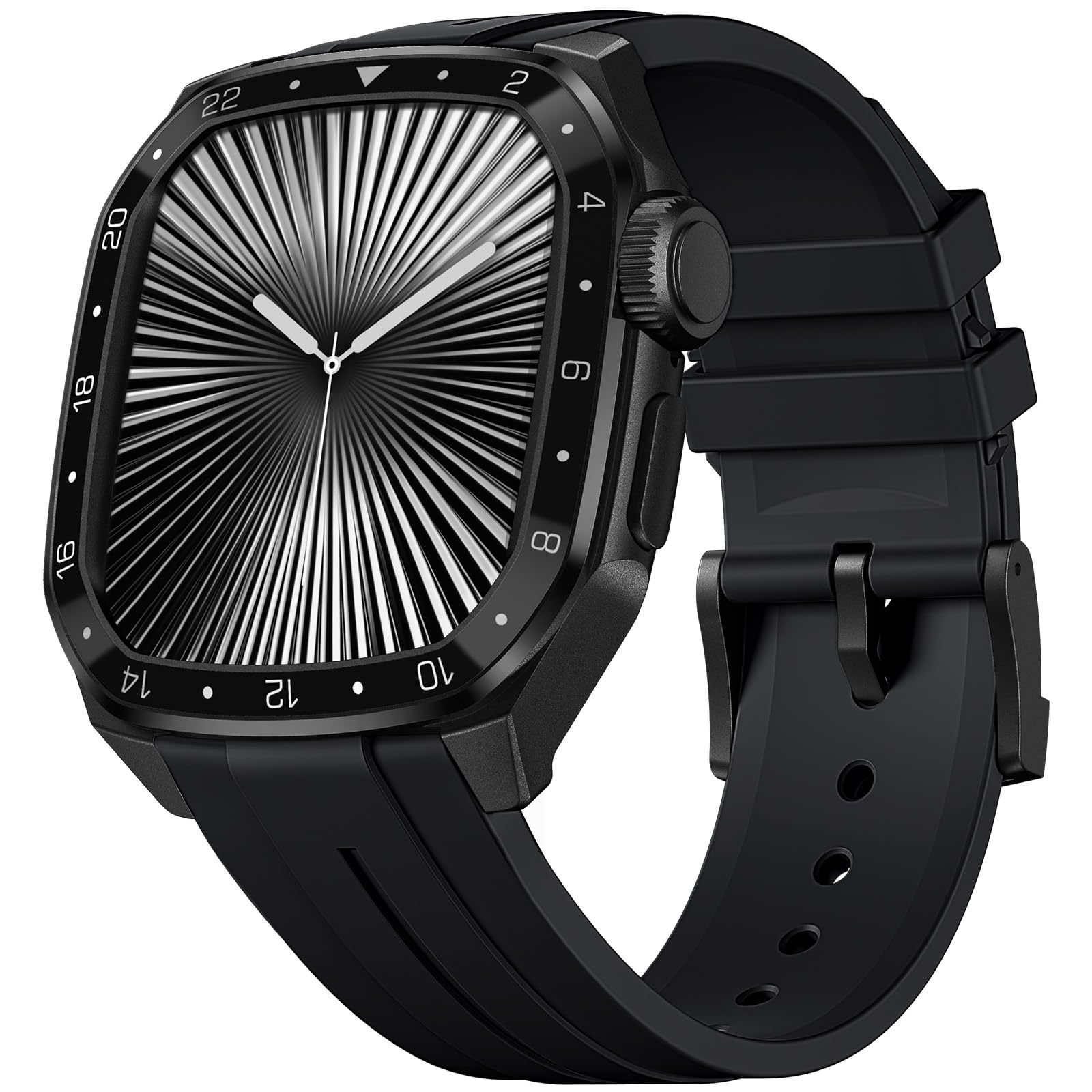Photo 1 of Bandletic Luxury Metal Case with Band Compatible with Apple Watch Series 11 10 46mm Band, Rugged Military-Grade Protective Bumper Cover with Soft Silicone Strap for iWatch 11 10 46mm, Black/Black
