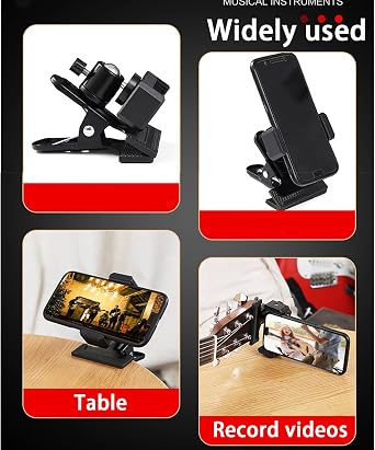 Guitar Bass Head Phone Holder Live Broadcast Bracket Clip Compatible with iPhone, Compatible with Samsung Smart Phones (Guitar Head Phone Holder)