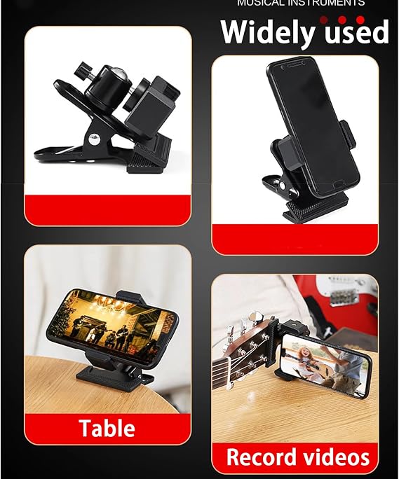 Guitar Bass Head Phone Holder Live Broadcast Bracket Clip Compatible with iPhone, Compatible with Samsung Smart Phones (Guitar Head Phone Holder)
