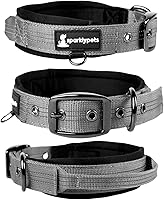 Vista 1 de SparklyPets Collar de perro resistente con asa para perros medianos y grandes, collar profesional con costuras reflectantes, mango suave y hebilla